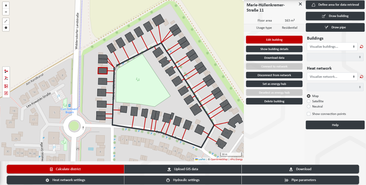 Automatically connecting all buildings to the heating network