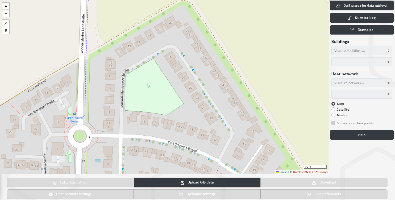 OpenStreetMap map of the district in nPro