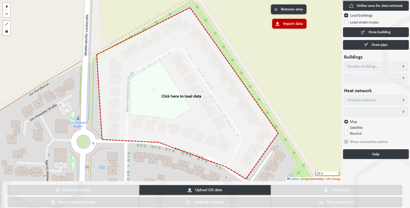Retrieving the building data of the selected district